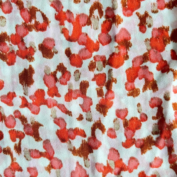 Talbots Woman 3X Orange Abstract Floral Pintuck Split Neck Blouse Long Sleeve - Picture 10 of 16